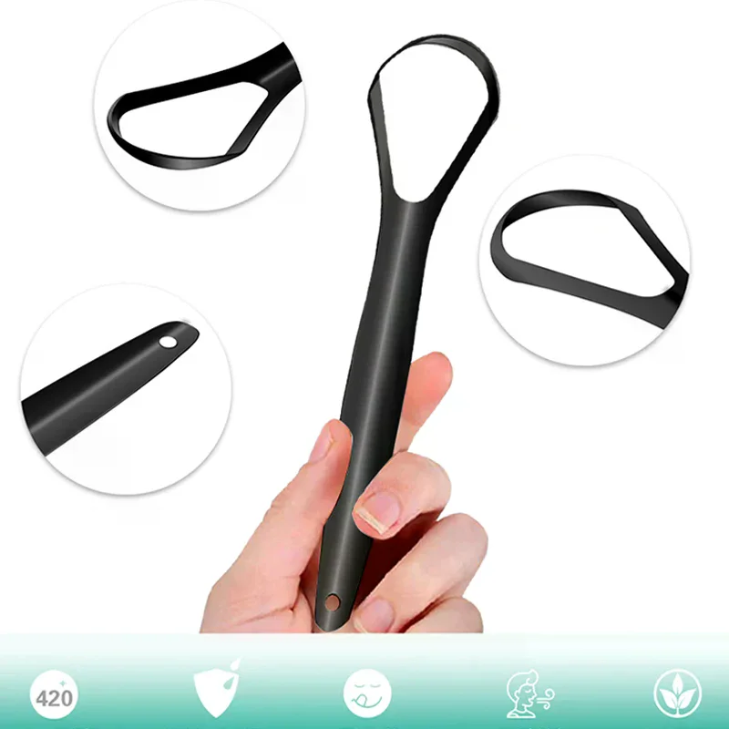 Sided Tongue Scraper Stainless Steel Oral Tongue Cleaner Brush Cleaning Coated Tongue Toothbrush Oral Hygiene Care Tools Double