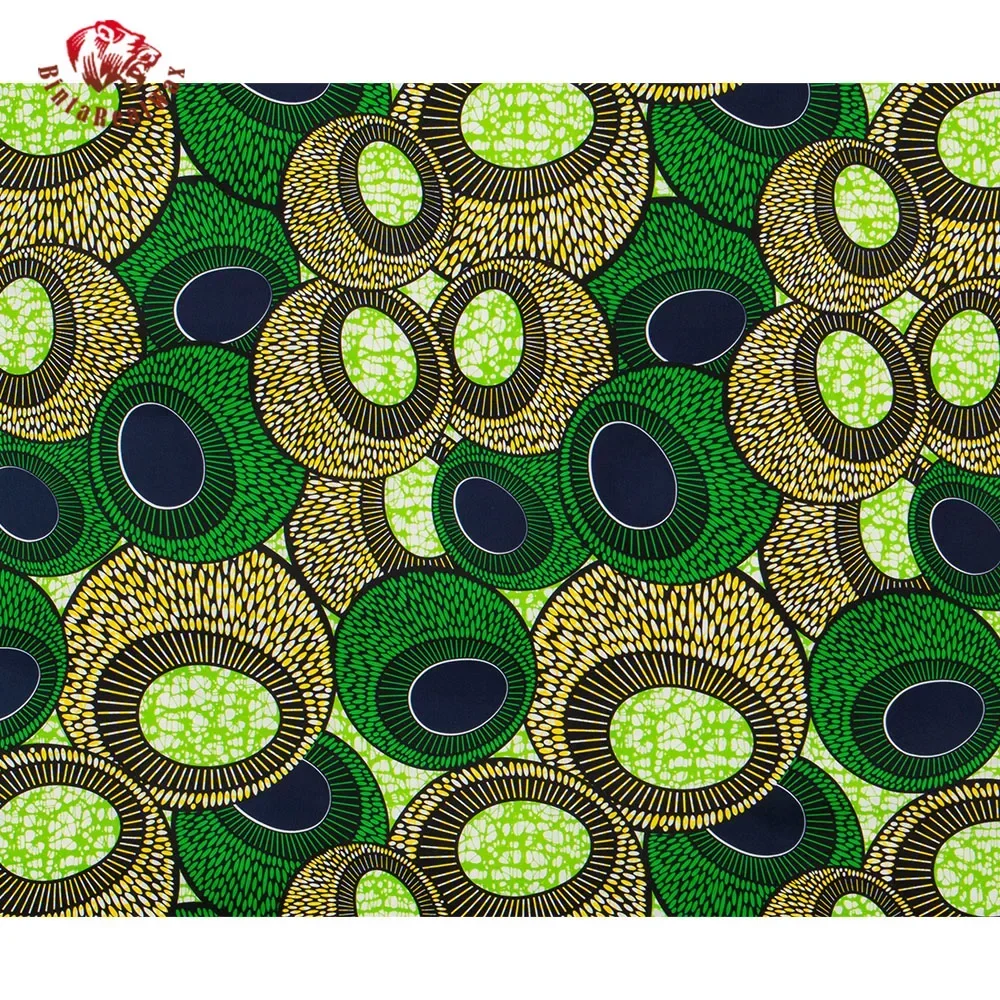 African Green Ankara Fabric Polyester Wax Prints Fabrics By The Yard High Quality Fabrics for Party Dress FP6470