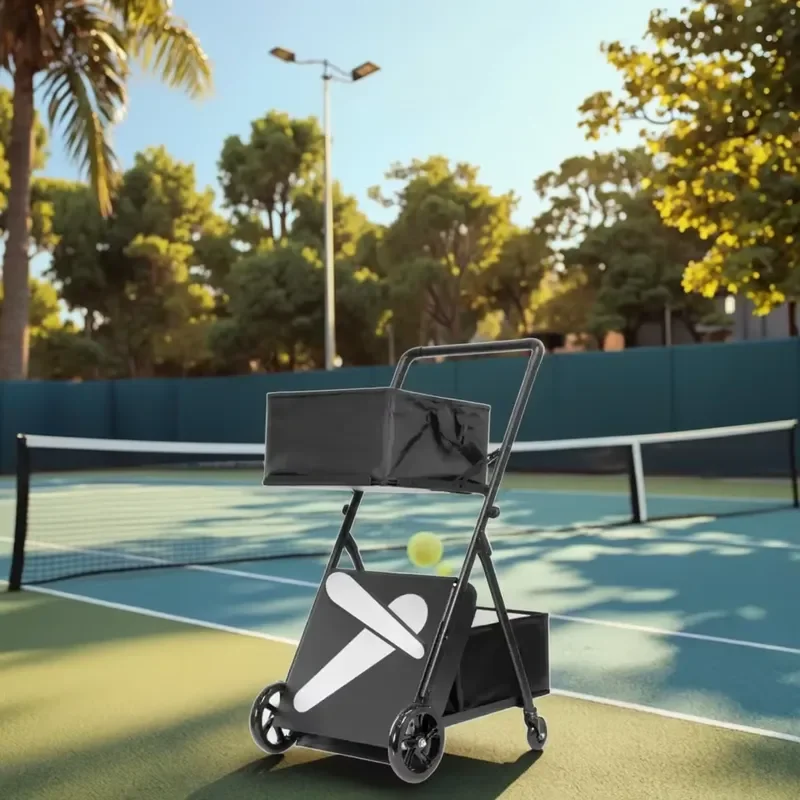 Portable Aluminum Alloy Tennis Ball Picker Folding Automatic Collector 250 Balls Capacity Oxford Cloth Training Equipment for