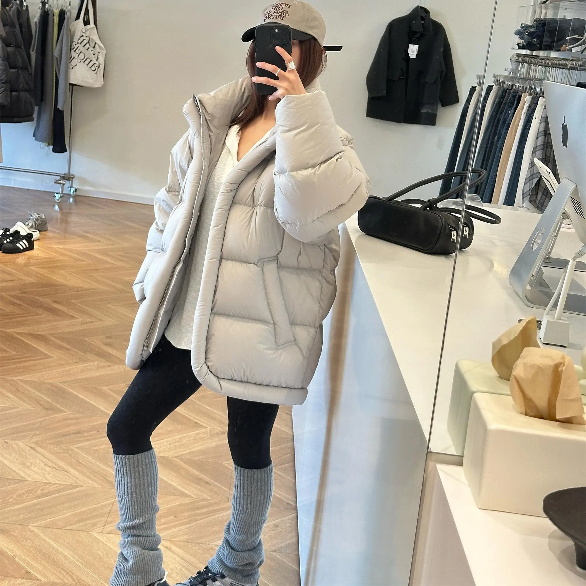 2025 Abrigo acolchado de invierno para mujer, chaqueta ligera y cálida con cuello levantado, chaqueta de moda gruesa, ropa de abrigo informal