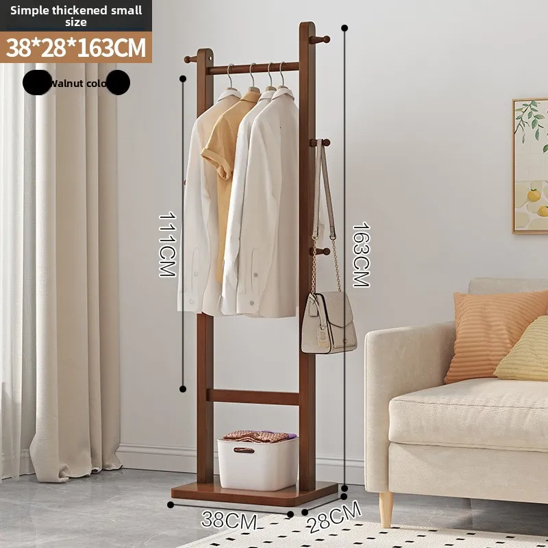 Classic Solid wood coat rack Small floor-to-ceiling bedroom clothes rack Indoor vertical clothes rack