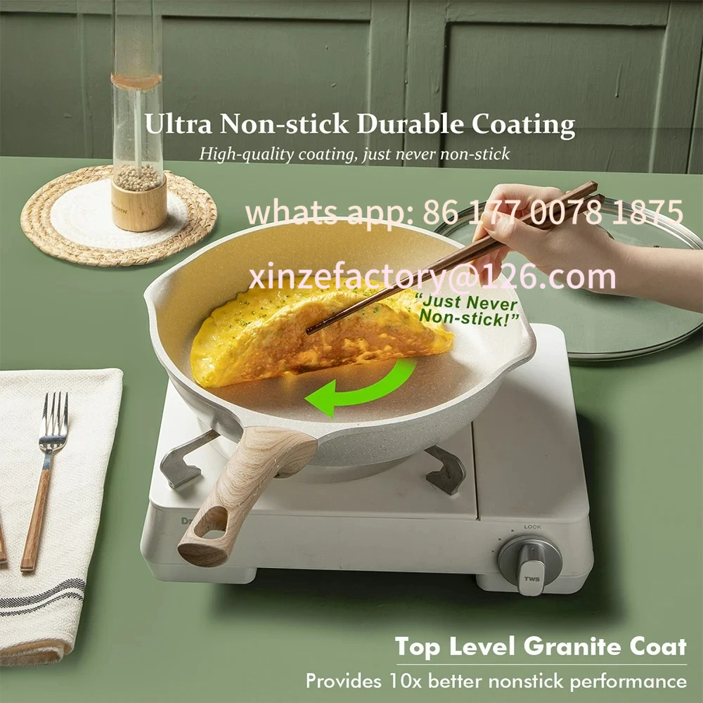 Customizable Frying Pan with Lid Nonstick  Induction Cooking  Egg Pan Omelet Pans with Heat-Resistant Hand
