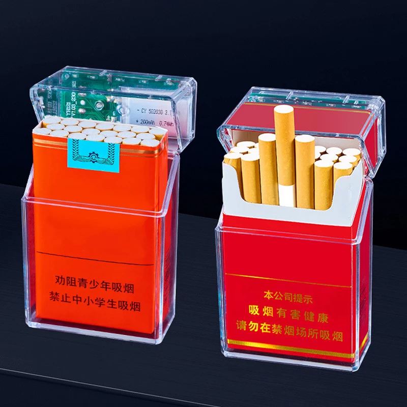 The Whole Package Transparent Light Cigarette Case Charging Lighter Cigarette Case Two-in-one Multi-functional Cigarette Set