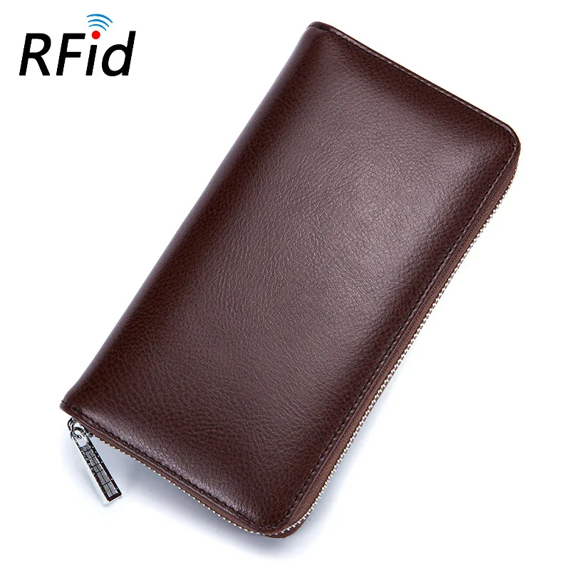 Western Leather Simplicity Women Wallet Holder Rfid Many Card Slots Large Capacity Multifunctional Purse for Ladies