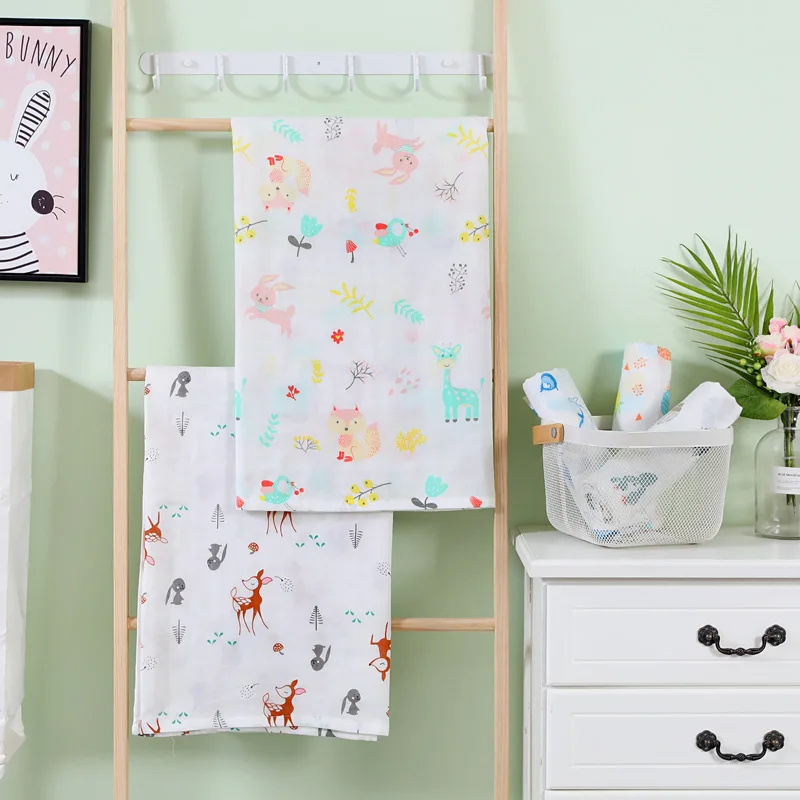 Bamboo-cotton Gauze Baby Swaddle Blanket – Extra-large, Newborn Cartoon-themed Wrap, Bamboo Fiber Swaddle Cloth