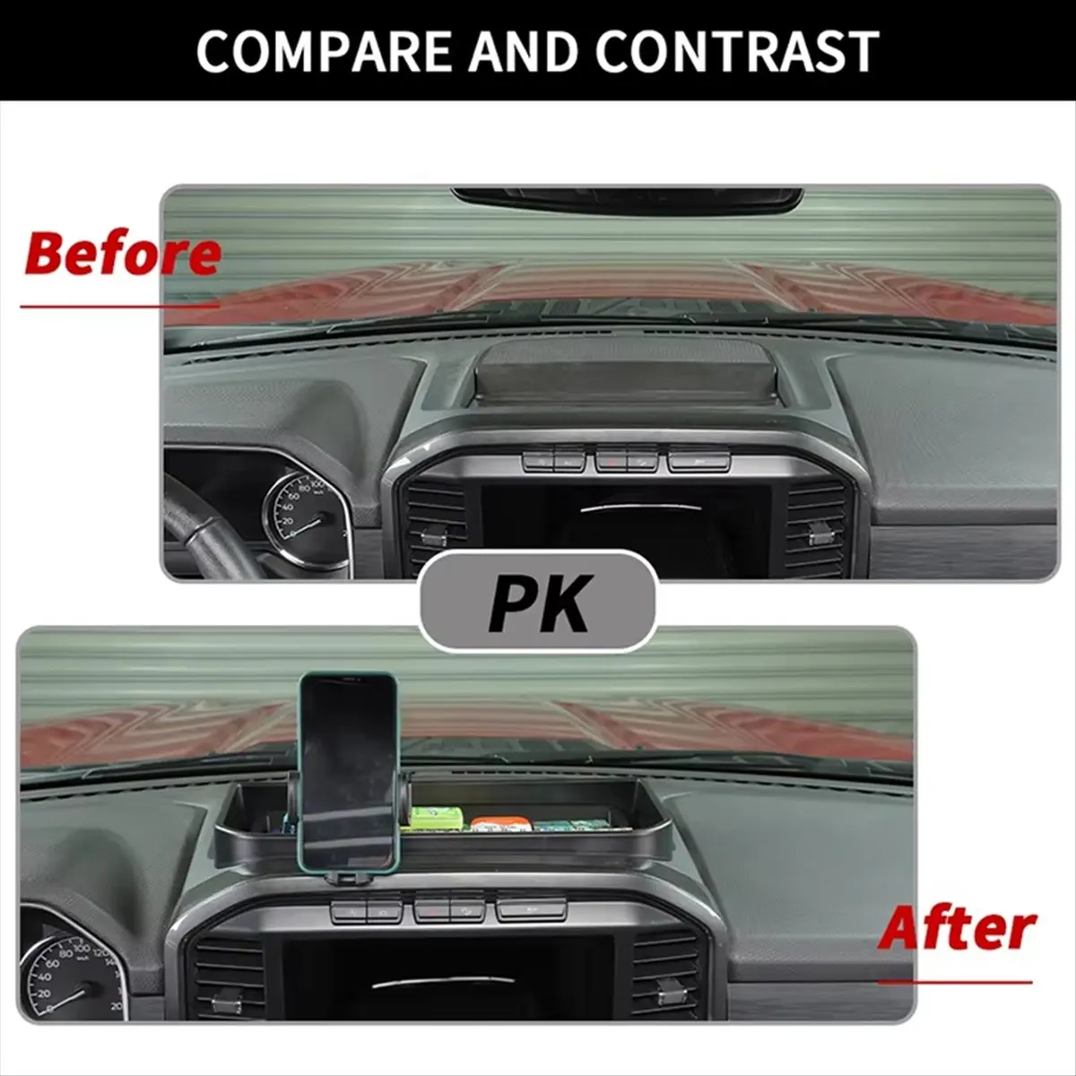 Super Sale Dash Mount Phone Holder Center Console Storage Box Tray for Ford F150 2021-2024 Interior Accessories