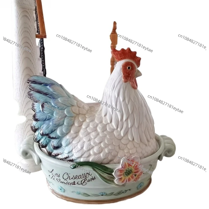 Ceramic Hen-Shaped Storage Jar, Airtight Cookie Candy Snack Container, Country Kitchen Decor & Gift Box