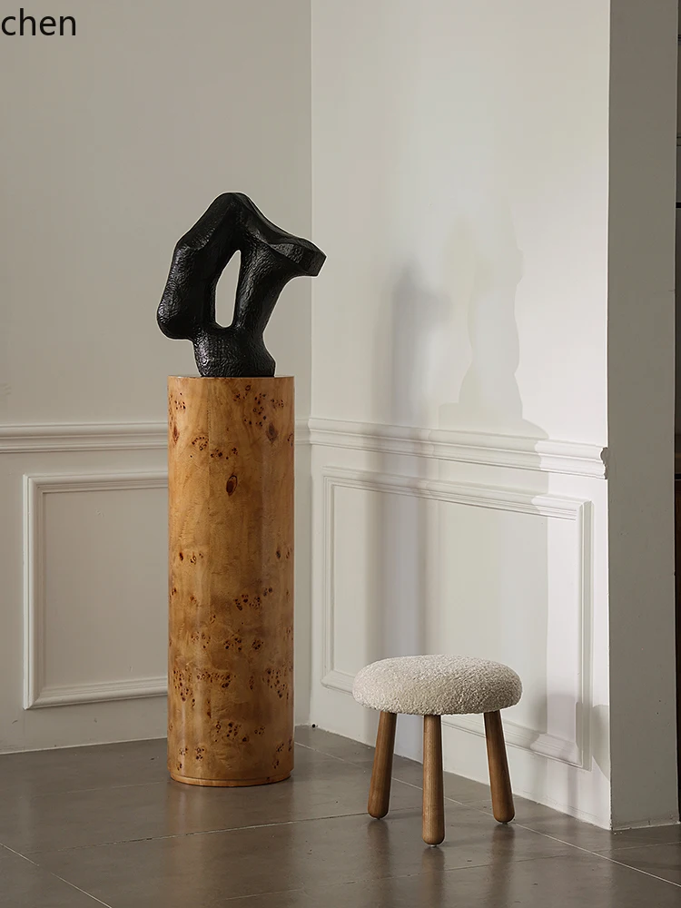 

LXC Living Room Decor Sculpture Tree Bark Round Base Artwork Installation Floor Display Stand Ornament