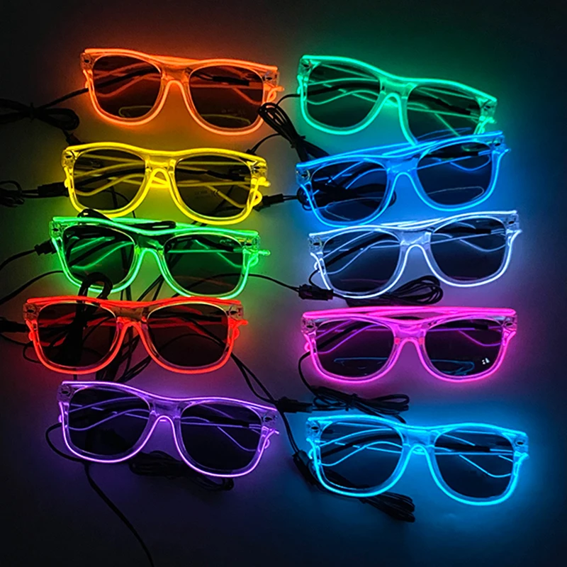 Leuchtende Fluoreszierende Brille Glühende Party-Accessoires Steampunk LED-Brille Mit Lichtern Blinkende Neon-Brille Club-Requisiten – Detail 7