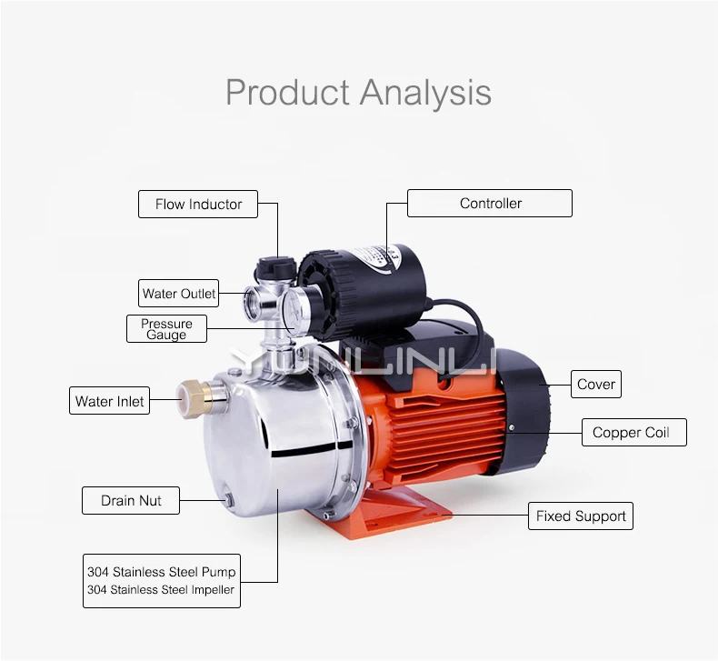 Booster Pump Household Tap Water 220V 370W / 550W / 750W Pressure Automatic Silent Stainless Steel Self-priming Pump