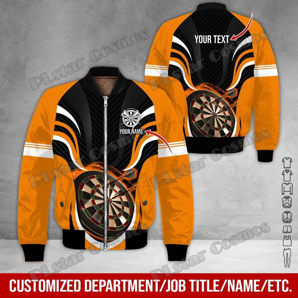 Custom Name Darts Player 3D Printed Men's Winter Bomber Jacket Unisex Casual Warm Zipper Jacket Streetwear Thick Coat FX-18