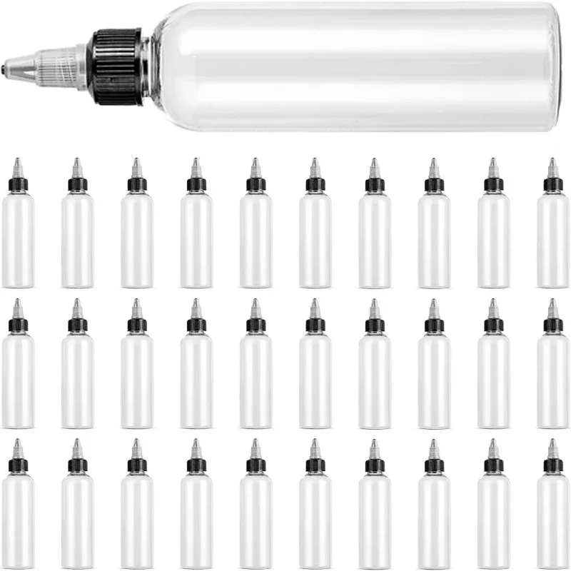 1/5PCS Clear Plastic Squeeze Bottle 30-250ml Hair Dye Pigment Dispenser Bottles with Adjustable Twist Cap Refillable Containers