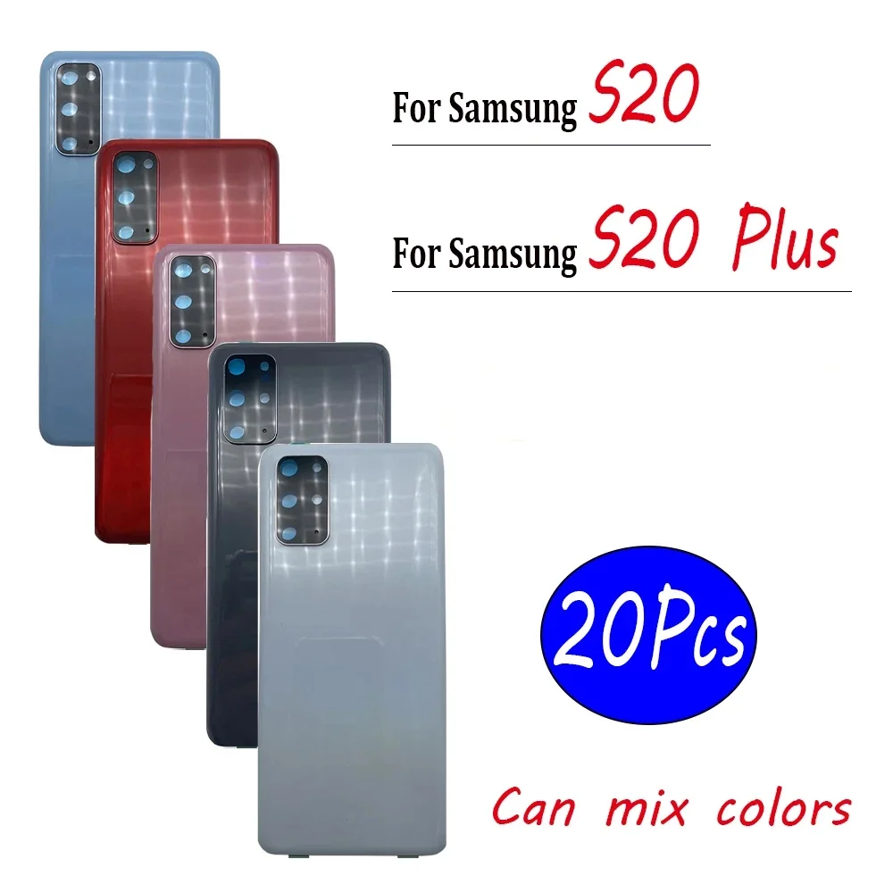 

20Pcs，For Samsung S20 G980 / S20 Plus G986 Battery Back Cover Rear Door Replacement Housing Case Sticker With Camera Glass Lens