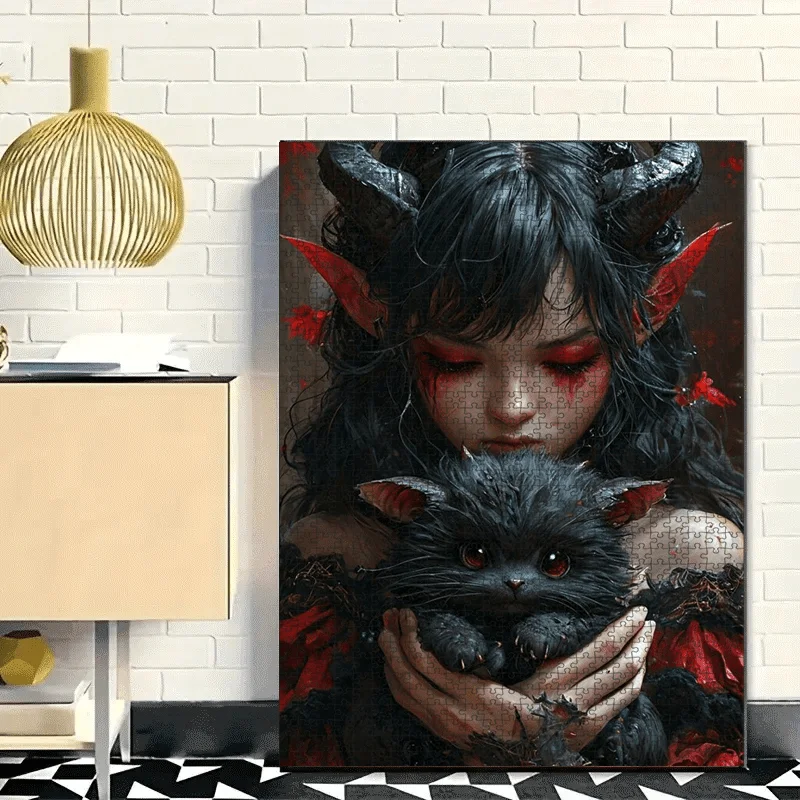 500/1000 Pieces Jigsaw Puzzle Black Little Devil Jigsaw Puzzle Educational Toy for Kids Children 's Games Christmas Gift