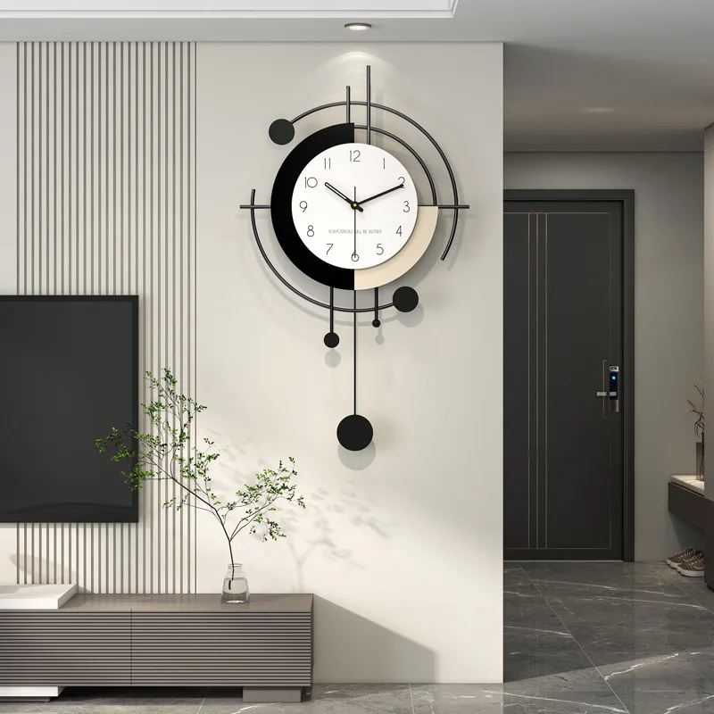 High Grade Modern Minimalist Wall Clock No Punch Installation Silent Creative Decorative for Living Room Dining Room Decoration