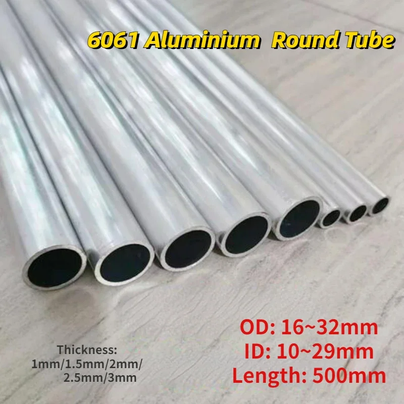 6061 Aluminiumlegierung Rundrohr Hohlrohr 1 Stück Länge 500mm CNC Metall Außendurchmesser 16-32mm Innendurchmesser 10-29mm – Detail 1