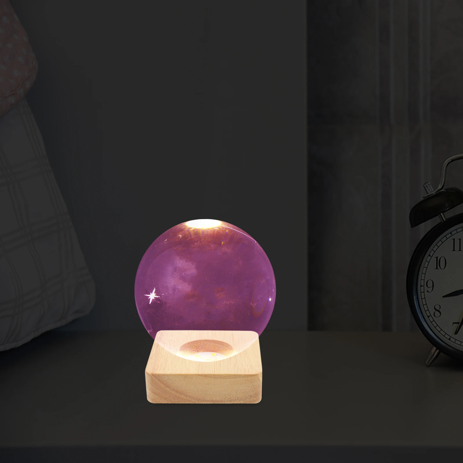

1PC Snow Globe Base LED Crystal Solid Wood Holder Lighted Display Rack for Specimens Unique Night Light Modern