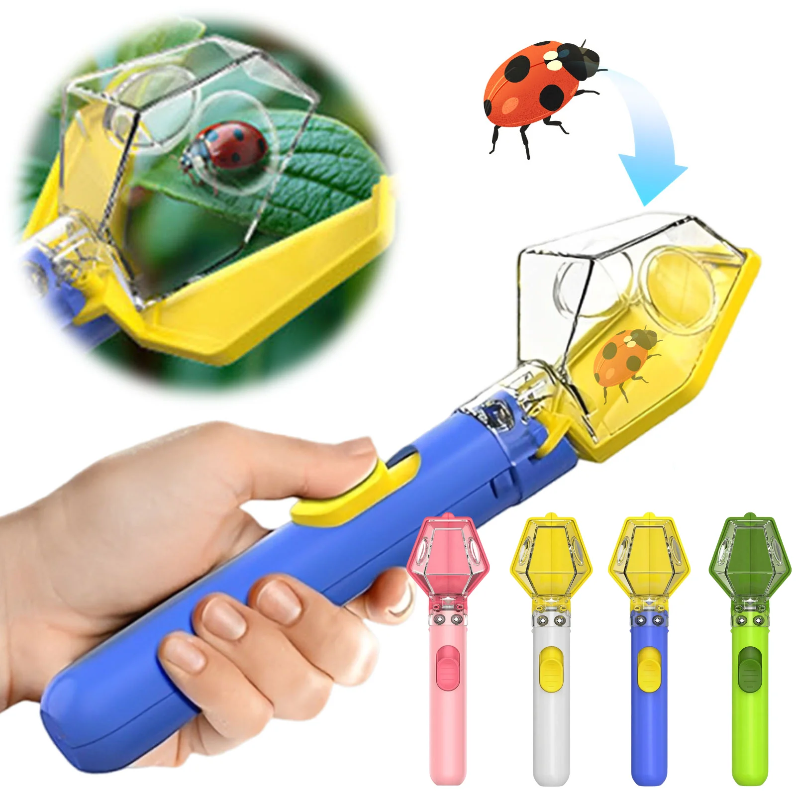 Multifunctional Portable Insect Catcher Push Type Transparent Observer Box Bug Catcher with Magnifying Glass Comfortable Grip