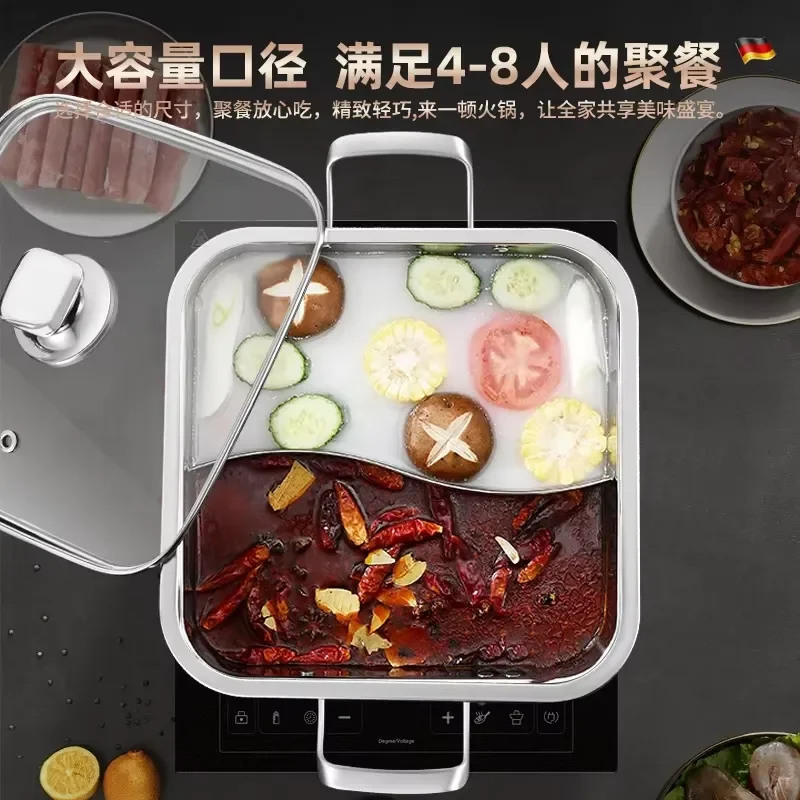 Rectangular Hot Pot 304 Stainless Steel Cookware for Gas Stove and Induction Cooker