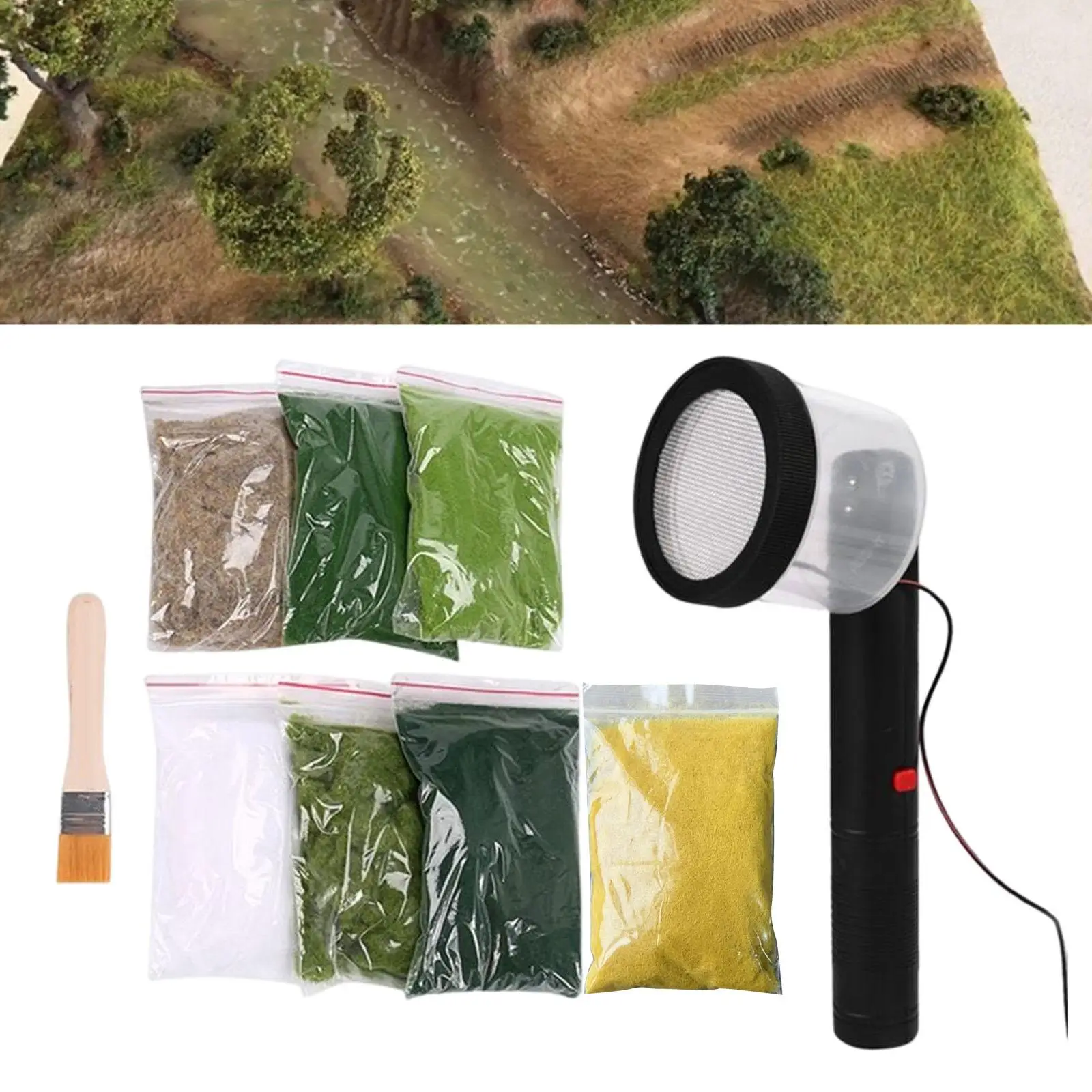 

Mini Static Grass Flocking Portable for Jewelry Box Velvet Dashboard Diorama