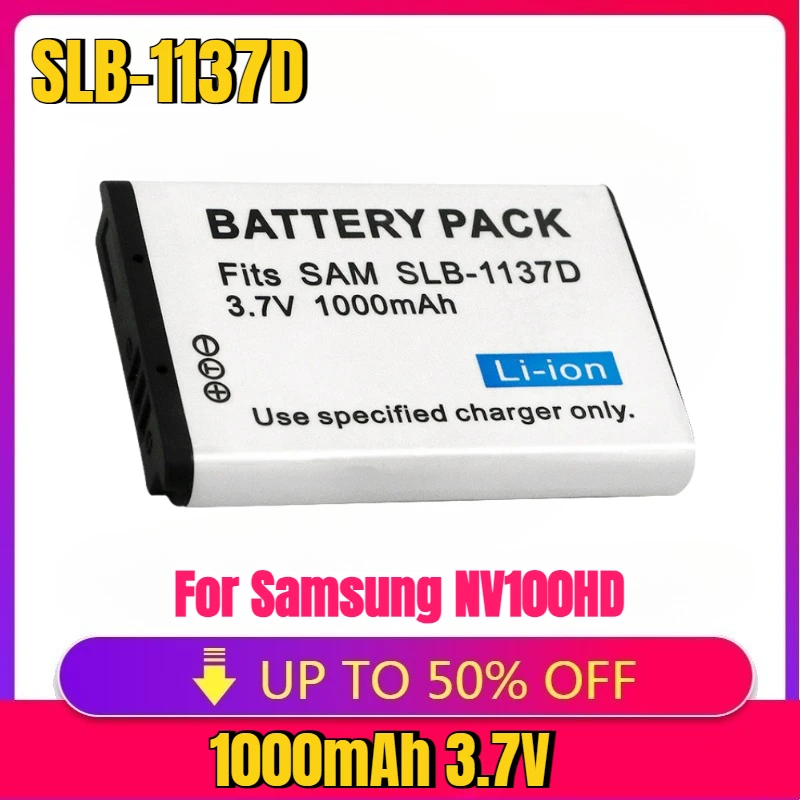 

For SLB 1137D SLB-1137D SLB1137D Camera Replaceable Battery For Samsung NV100HD TL34HD NV106 HD i85 i100 L74 i80 NV1 NV24HD NV40