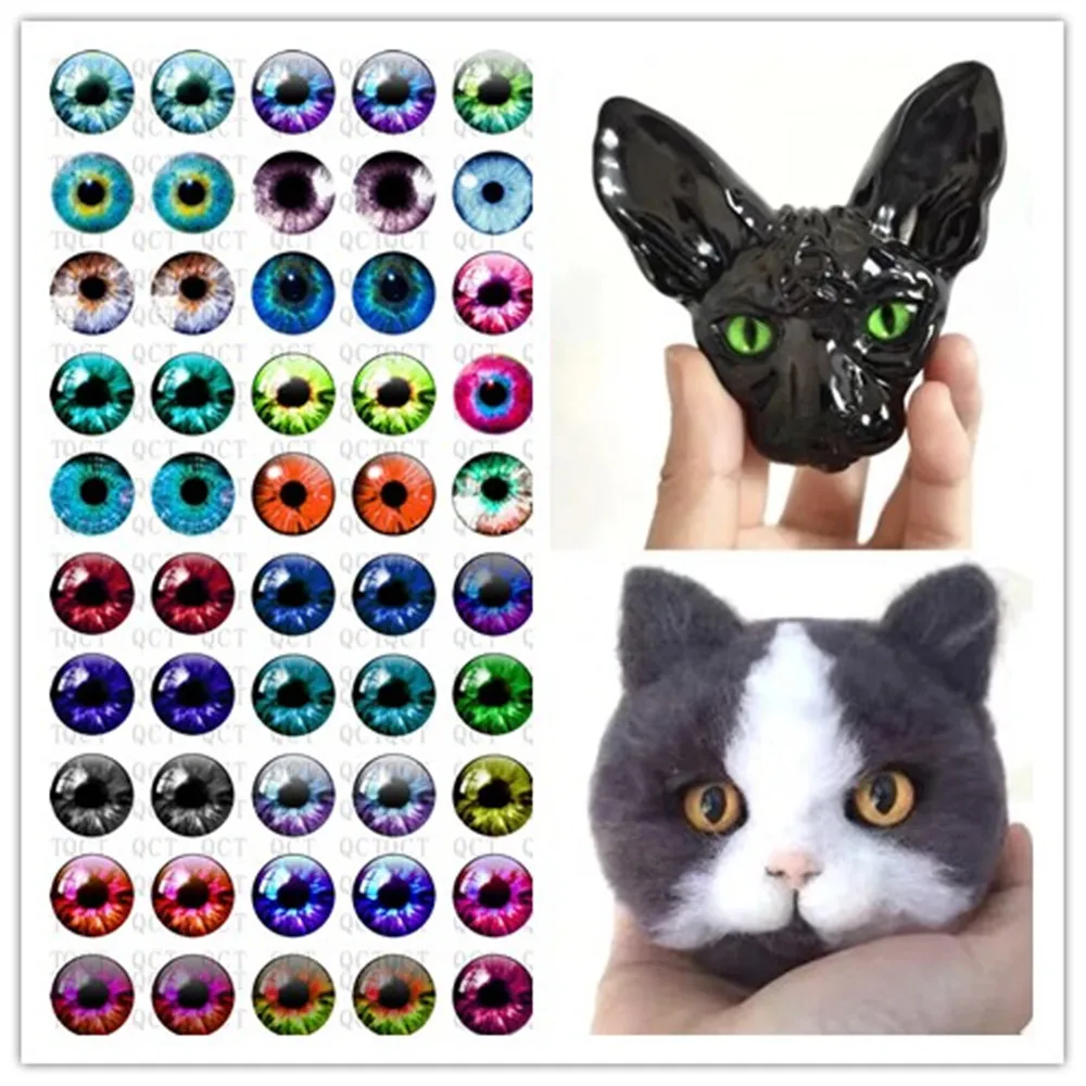 100Pcs Doll Glass Eye Round Dragon Doll Cat Eyes In Pairs Glass Flatback Cabochons Decoration Keychain DIY Accessories N31