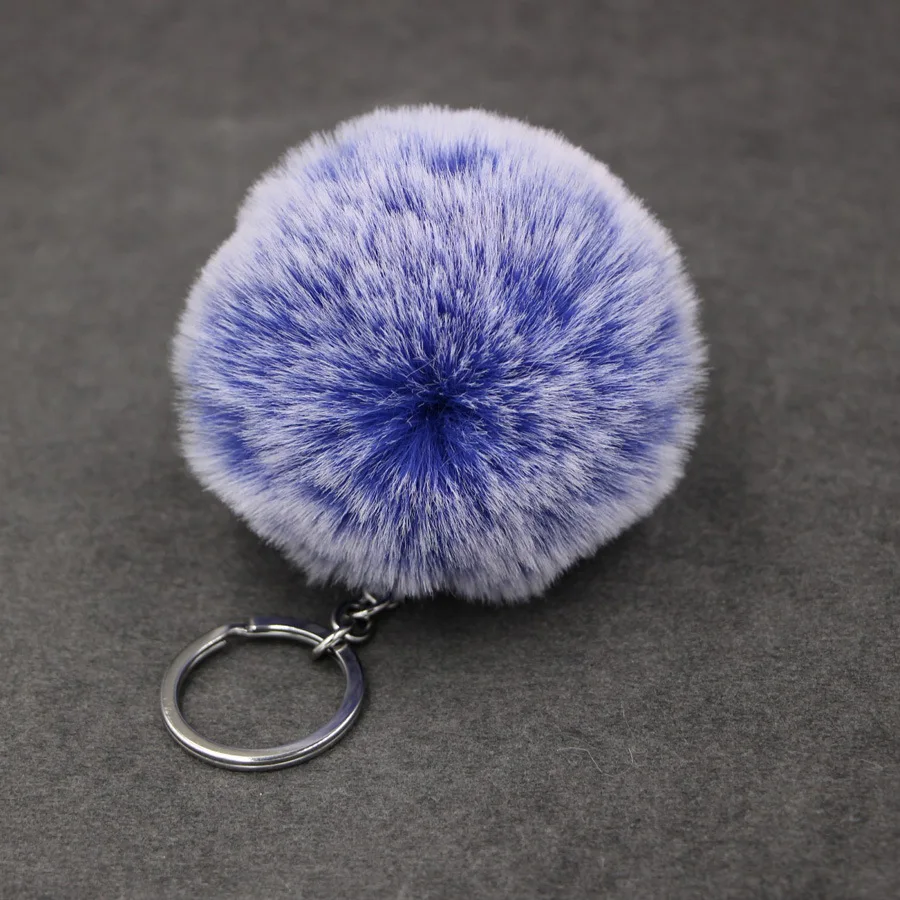 Frost Color Fluffy Rabbit Fur Pompom Chaveiro para Mulheres, Menina Bonita Pompon Ball, Chaveiro na Bolsa, Trinket de carro, Jóias Femininas, Presente Festa