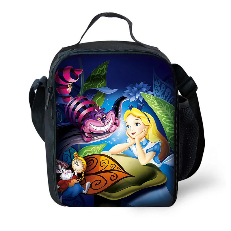 Disney Alice in Wonderland Child Insulated Large Capacity Bag Boy Girl Student Outdoor Picnic Resuable Thermal Cooler Lunch Box