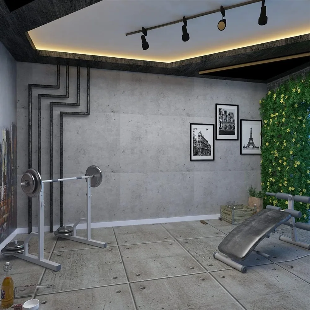 ورق جدران قابل للتقشير واللصق من الخرسانة باللون الرمادي الفاتح - لفافة فينيل أكثر سمكًا مع نسيج غير لامع ثلاثي الأبعاد لمظهر الخرسانة الرمادية المقاومة للماء