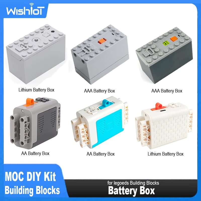 Caja de batería recargable MOC AA AAA, herramienta de potencia multifunción, Control de ajuste de velocidad del Motor del tren del coche para bloques de construcción 88000