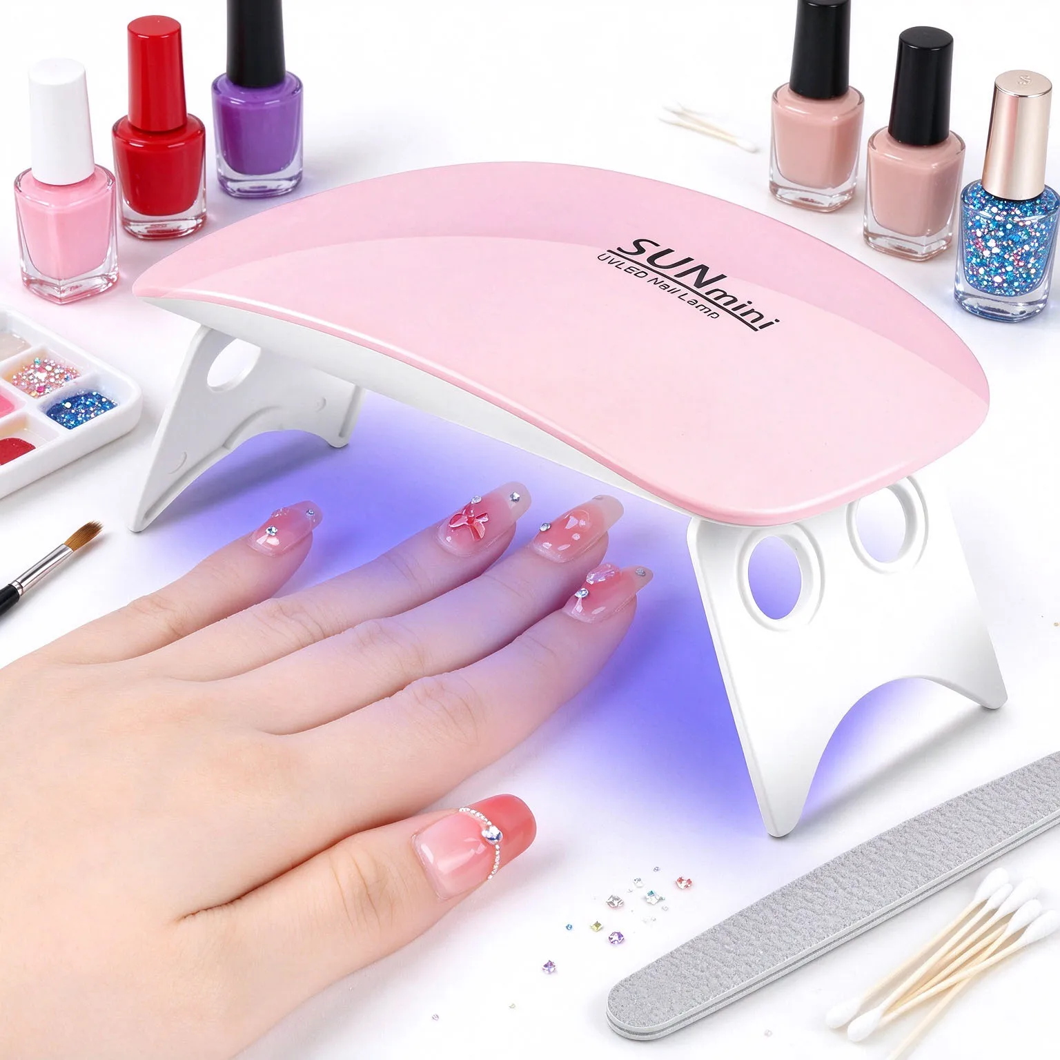 Portable 6 LED UV Nail Lamp 6W Mini Nail Dryer Machine Foldable Manicure Tool for Gel Polish Varnish Quick Drying