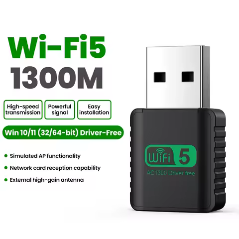Wireless 1300Mbps WiFi USB Adapter USB3.0 2.4G&amp;5GHz Dual Band WiFi Dongle For Laptop Desktop PC Wifi Receiver Windows XP/7/8/8.1