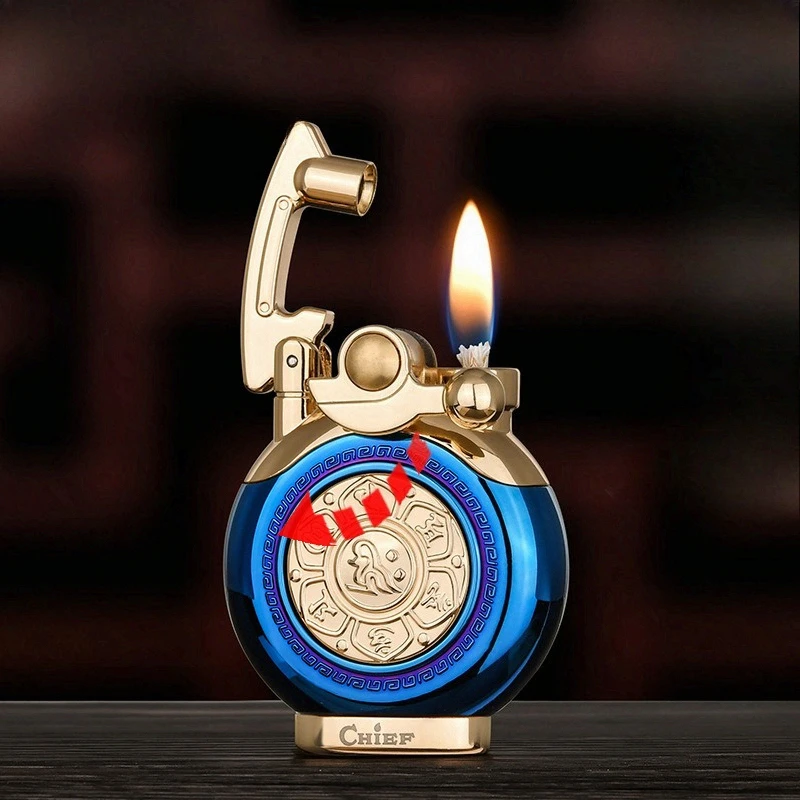 Retro CHIEF Rocker‑Arm Lighter, Cotton Fuel Powered, Windproof Structure, Creative Stylish Gadget for Men Collection