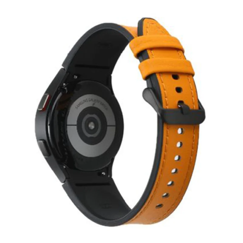 حزام ساعة يد لساعة سامسونج ، سيليكون وبسوار جلدي ، سوار لساعة جالاكسي 4 ، 5 برو ، كلاسيك ، 42 مللي متر ، 46 ، 40 مللي متر ، 44 مللي متر ، 20 مللي متر