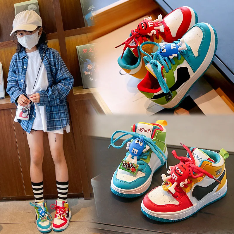 Children Casual Shoes Four Seasons Kids Single Sneaker Mandarin Ducks Basketball Sports Shoes New Boys Girls Sneaker Board Shoes