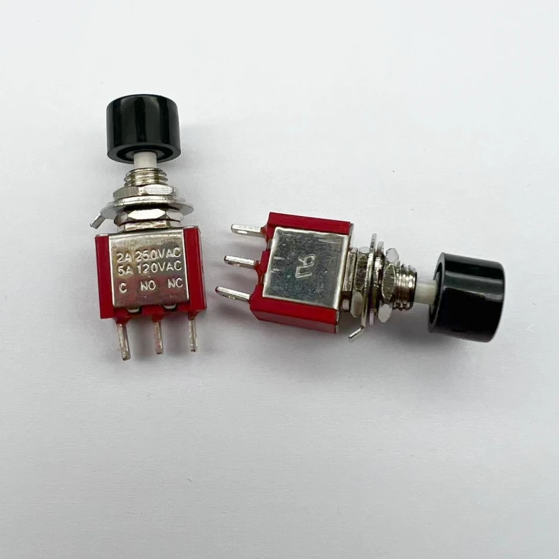 2Pcs 3Pin C-NO-NC 6mm Mini Momentary Automatic Return Push Button Switch ON-(ON) 2A 250V AC/5A 120V AC Toggle Switch Wholesale