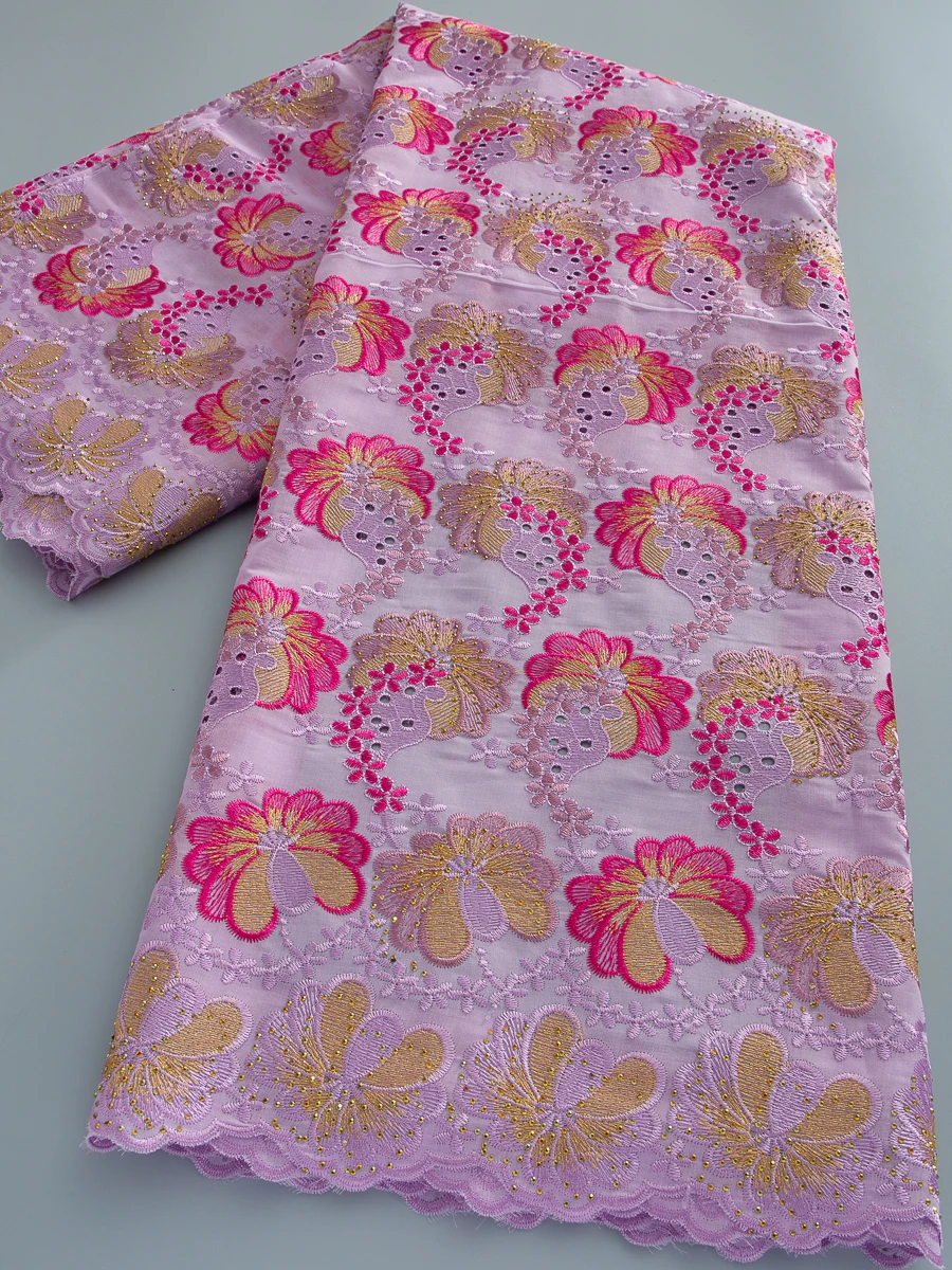 

Новейшая ткань для пошива одежды в Нигерии 2026: Высококачественное швейцарское хлопковое кружево-вуаль с вышивкой и перфорацией для любых случаев