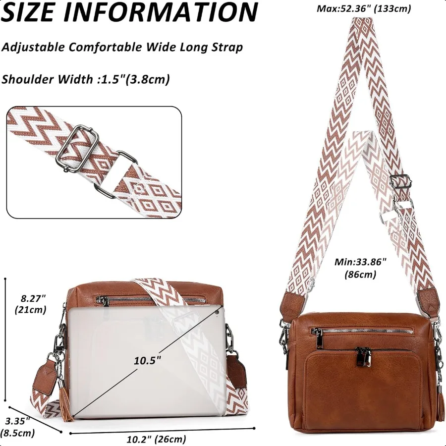 Borse a tracolla da donna Borse multitasche da donna Borsa a tracolla in pelle vegana con tracolla regolabile per lo shopping