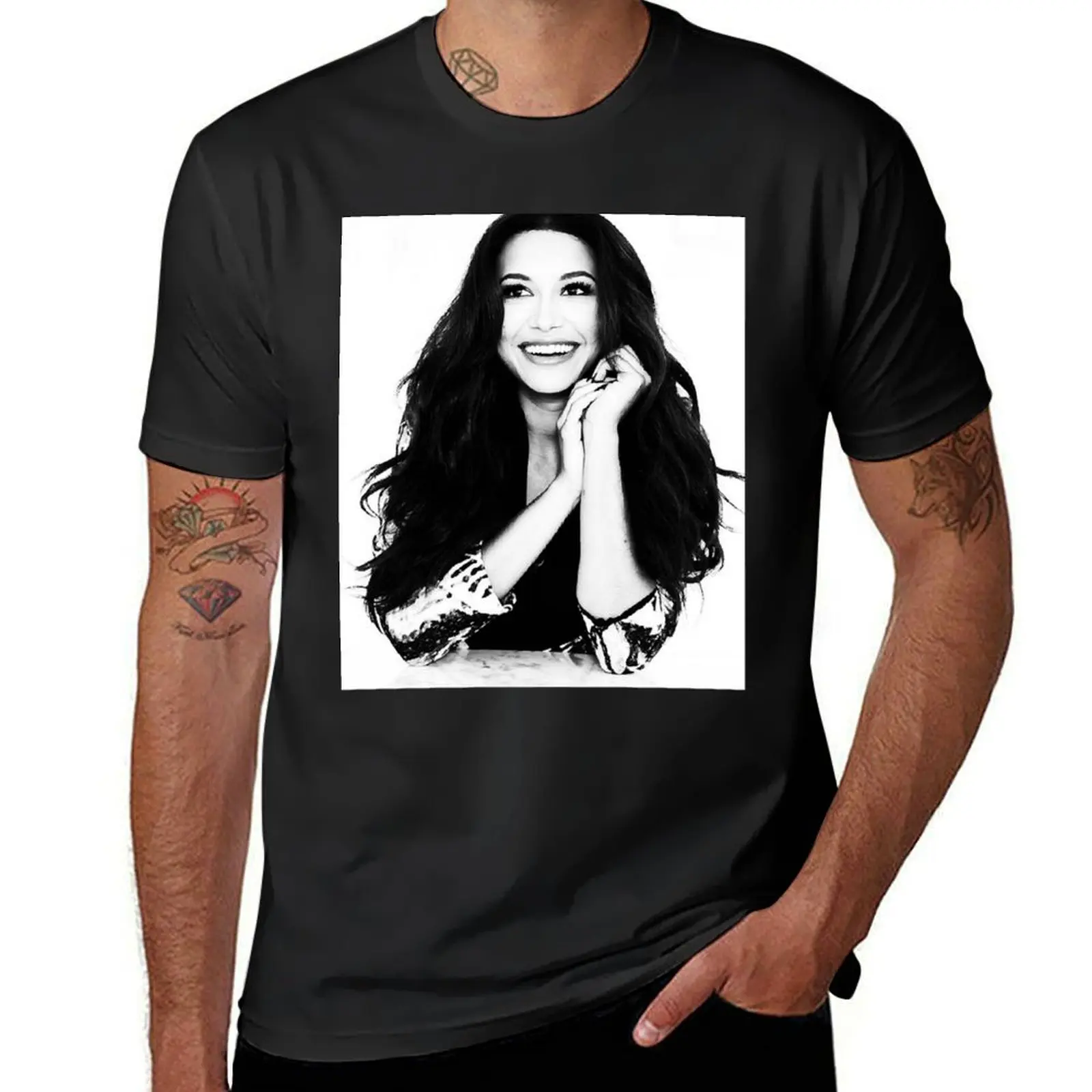 Naya Rivera Chromatic art T-Shirt summer top Short sleeve tee customizeds Men's t-shirt