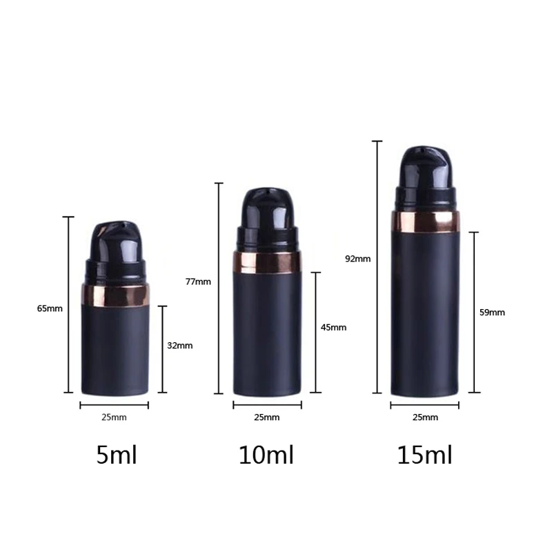 5ml 10ml 15ml X 24PCS Black Sample Airless Bottle Lotion Cream Pump Cosmetics Skin Care Personal Makeup Container Travel