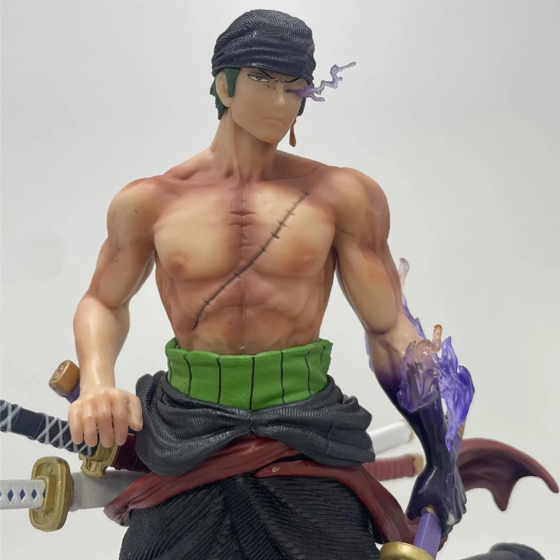 

Цельная фигурка Зоро Gk Enma Blazing One Sword, стоячая статуя аниме, фиолетовое пламя, настольный декор, модель, Коллекционная игрушка