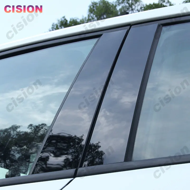 Glossy Black Car Door Center B C Pillar Post Cover Mirror Effect Trim For Nissan March Micra 2010-2022 Window Column PC Sticker