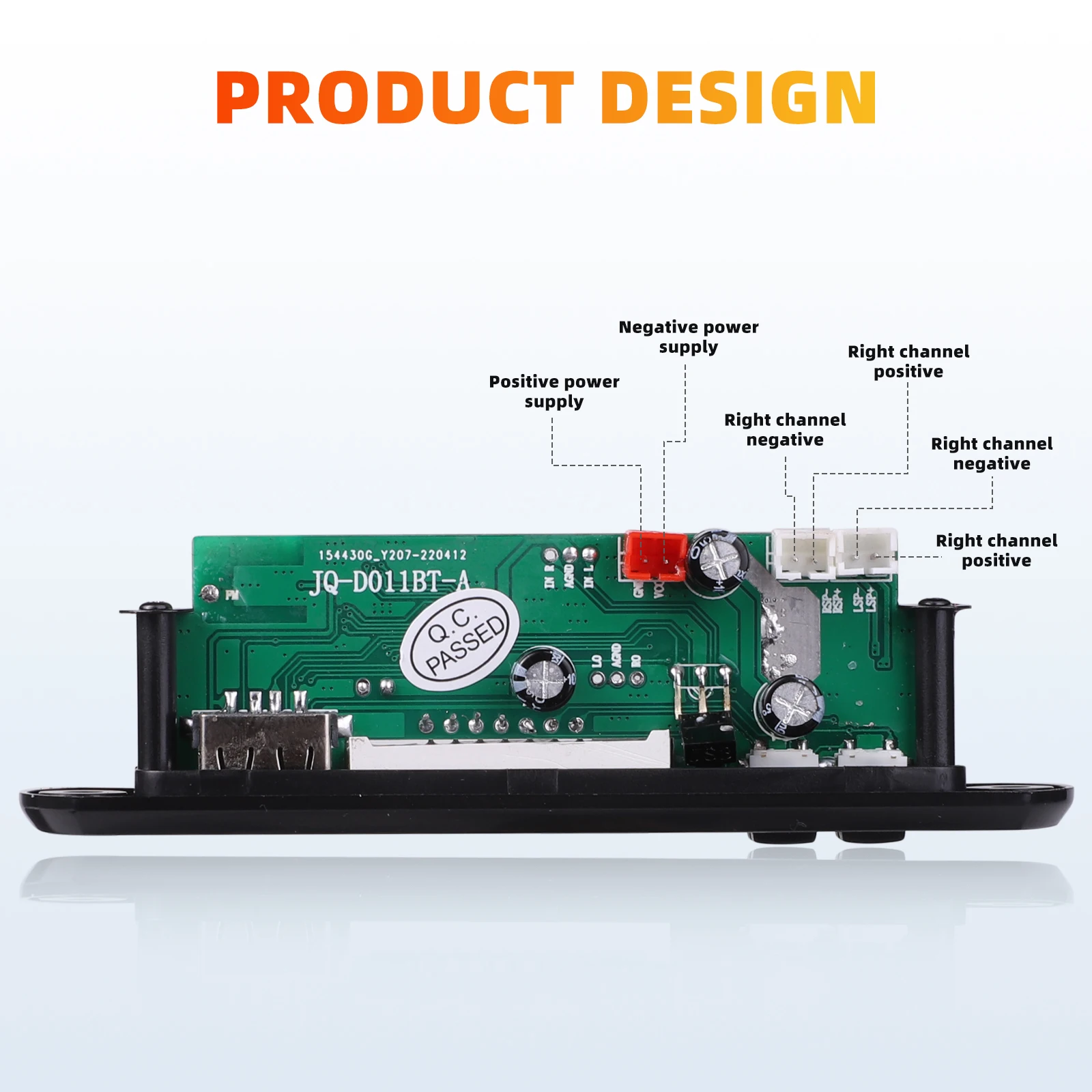 DC 12V Bluetooth MP3 Decoder Board 2*25W Power Amplifier FM Radio DIY Module Supports TF Player Call Recording Folder Switching