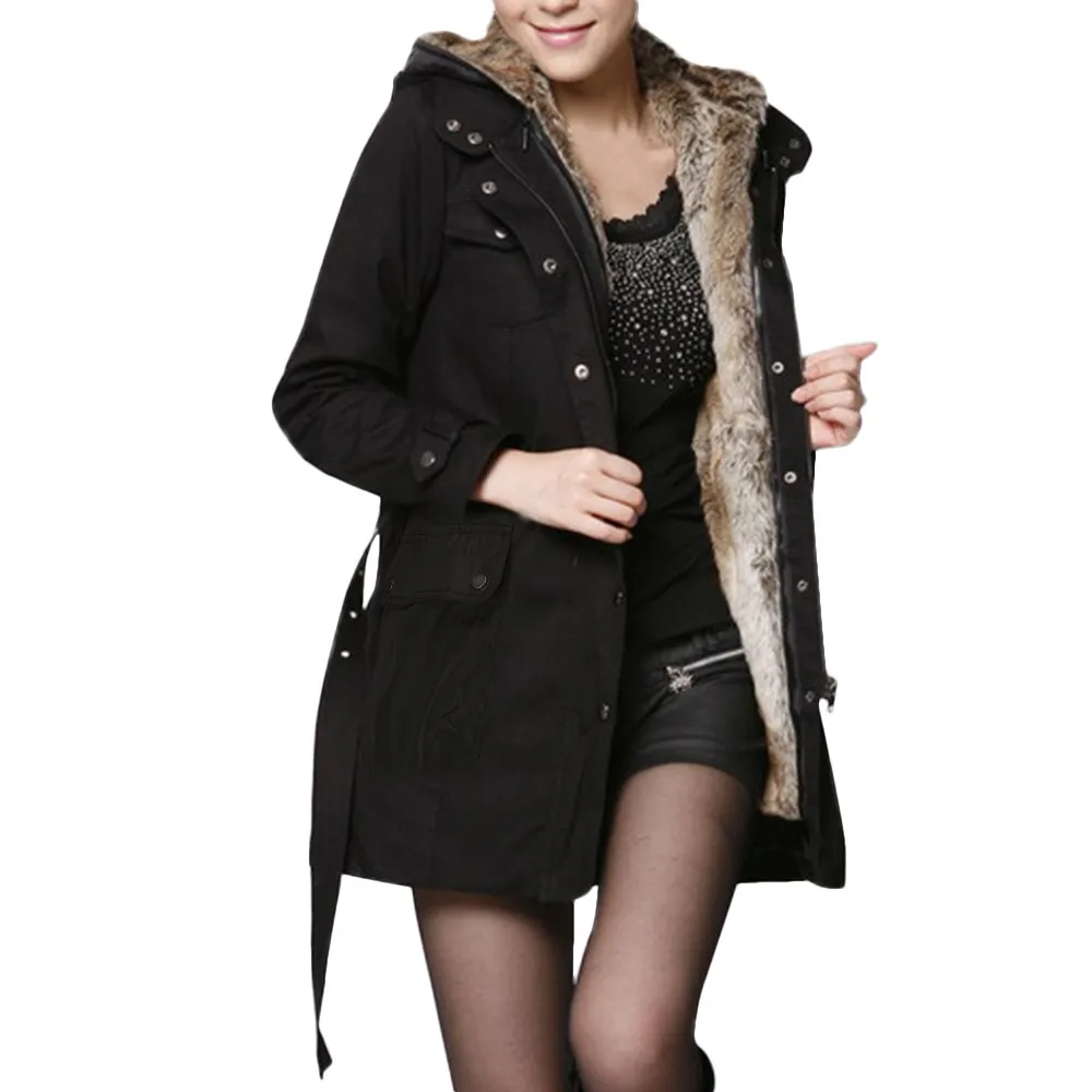 Ladies Lining Coat Womens 2024 Winter Warm Thick Long Jacket Hooded Simple Casual Comfy Coat Пальто Женское