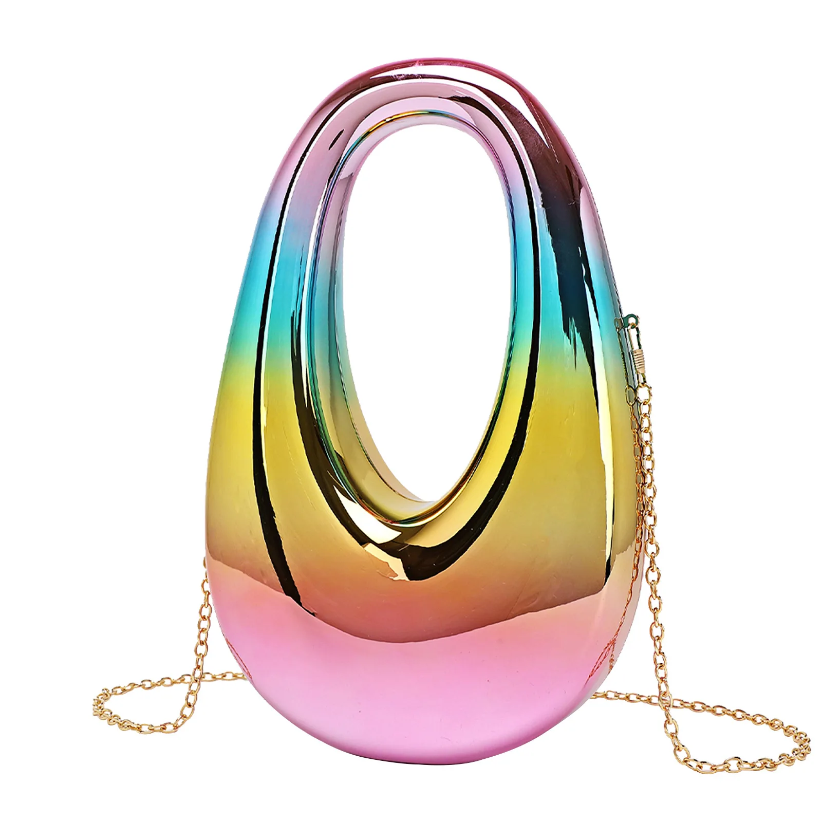 

New Fashionable Acrylic Evening Bag with Metallic Look Large Capacity Handheld Ladies Clutch New Style Fashion Bag