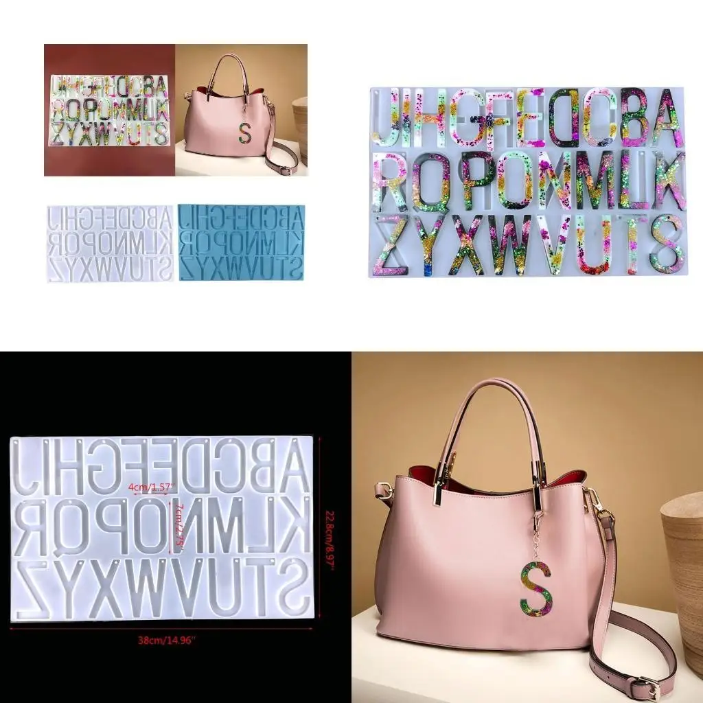 

J78F Letters Pendants Epoxy Resin Mold Keychain Silicone Mould DIY Crafts Jewelry Decorations Casting Tool