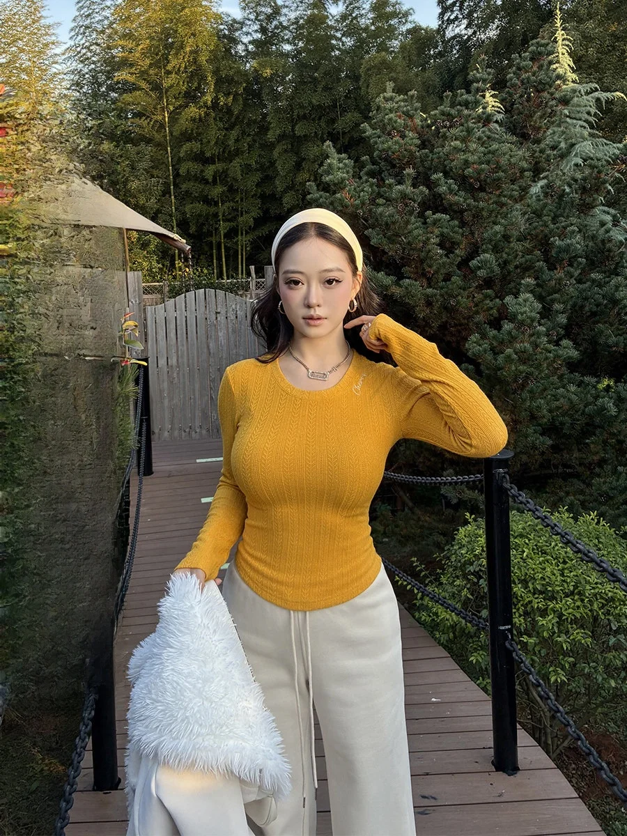 

Cherry Blossom Women's Knitted Top Embroidered Letter Pattern Slim Fit Long Sve Casual Sle Soft V-Ne Faionable Knitwear