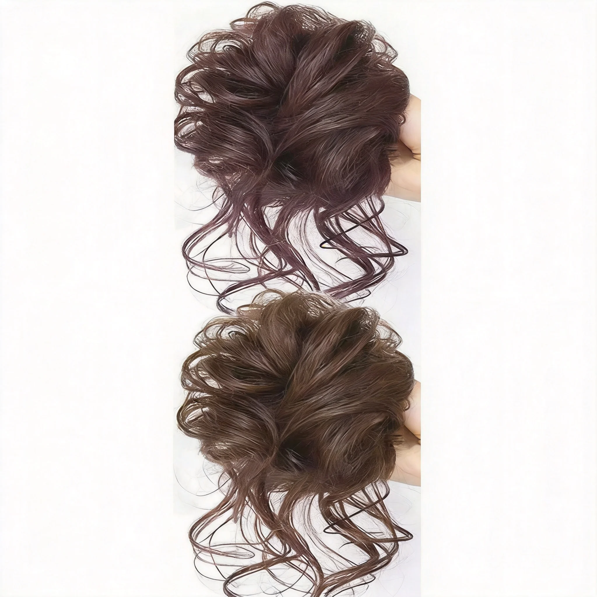 中国風の縁起の良いふわふわカールヘアピース、伸縮性のあるヘアタイ、クリップ式ウィッグ、ナチュラルマットヘアエクステンション（複数）