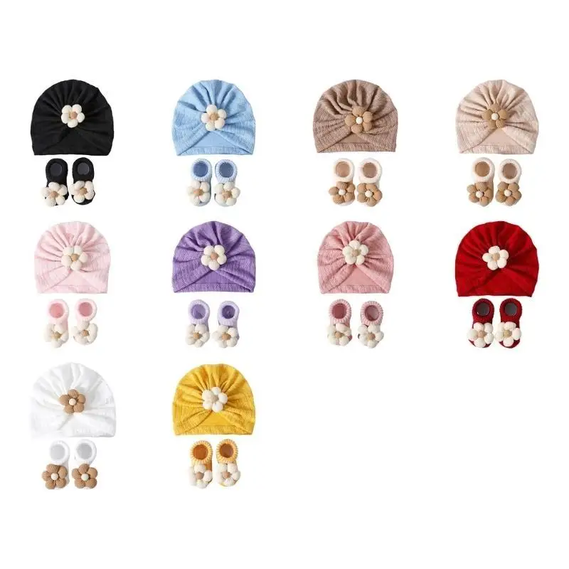 

U13F Upgrades Knitted Baby Hat & Socks Set Infant Warm Hat & Socks set for 0 to 12 Months Ensures Warmth for Various Outfits