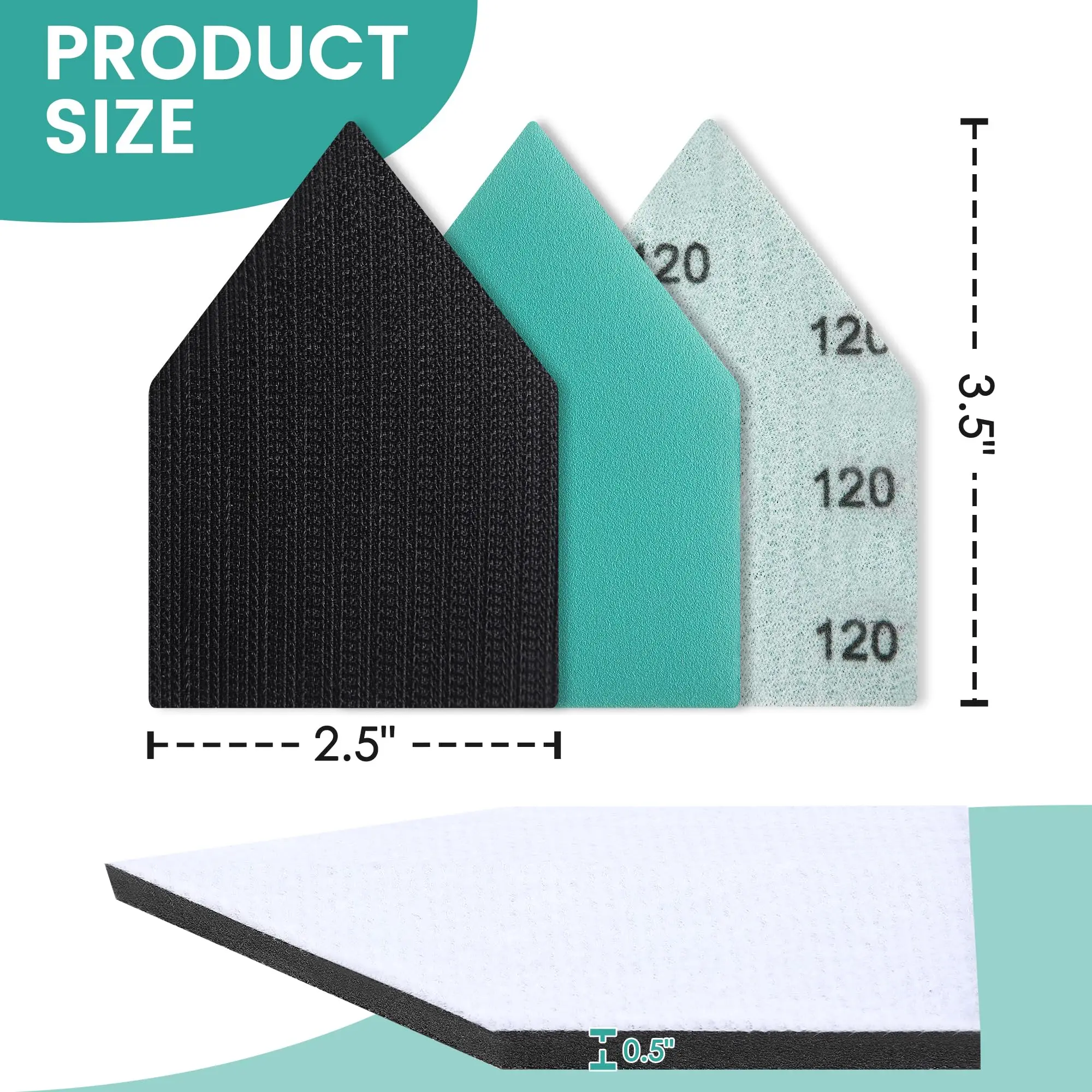 

82 шт. 65x92 мм зеленый 5 пятиугольный набор наждачной бумаги на липучке с интерфейсной подушечкой для DIY деревянной металлической стены